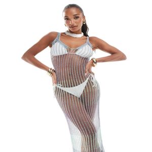 Asos Crotchet midaxi beach dress in ombre metallic yarn