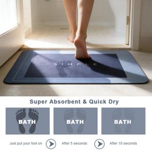 Blue Square Quick-Drying Non-Slip Bathroom Floor Mat