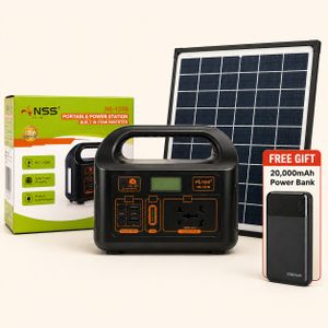 Nss 150W Portable Solar Power Station Generator with Solar Panel + Free 20,000mAh Power Bank