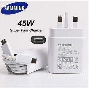 Samsung  45W USB Type-C To Type-C Super Fast Original Charger For Redmi Xiaomi, Redmi, Oppo, Infinix,Tecno  Fold 3, Fold 4, Fold 5, Fold 6, Note 10 S20/ S20 Ultra 5G S21 FE/ S21/S22/S23 Ultra 5G, LG, Pixel,(WHITE)