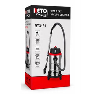 RETO RT3131 Wet & Dry Vacuum Cleaner - 1500W 30L Industrial Drum Vacuum with Blower Function