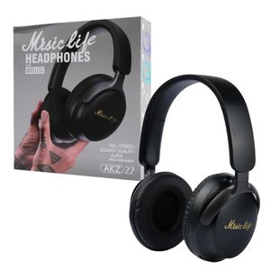 AKZ 22- Hd+ Stereo Sound Quality Super Wireless Over-Ear Noise Cancellation Headphones with Bluetoot5.3, TF Card Slot, Comfortable Cushioned Ear Cups, Gaming Headphone - Compatible with Smartphones & Computers, - Modern Headset ( Black)