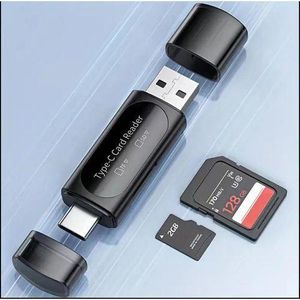  Micro SD Card Reader, 4in1 Type C & US B A to SD & Micro SD & SDXC & SDHC Card Adapter, Dual Card Slot Memory Card Reader, Competible for PC, MacBook, Galaxy, Tablet, Huawei, iPhone and More
