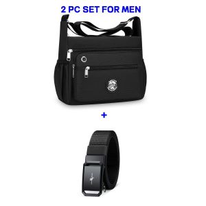 COOLFAMILY MEN'S BAG  AND BAG 2 PC SET FOR MEN Premium Men's Canvas Crossbody Bag Durable Casual Messenger Bag Adjustable Sling Bag for Men Daily Travel Work