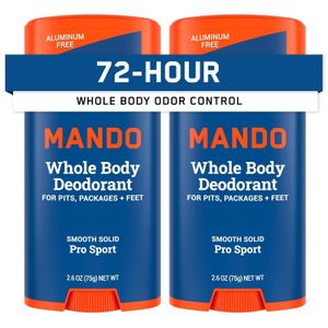 Arm & Hammer  Whole Body Deodorant For Men - Smooth Solid Stick - 72 Hour Odor Control - Aluminum Free, Baking Soda Free, Skin Safe - 2.6 ounce (Pack of 2) - Pro Sport