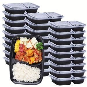 Clo 80pcs Black Separated Storage Boxes with Lids (40pcs Lids And 40pcs Boxes), 30Oz/850Ml Reusable Outdoor Lunch Boxes, Stackable Food-Grade Plastic Storage Containers, Suitable for Healthy And Convenient Portable Lunch Boxes