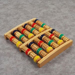 Wooden Massager with 46 Spikes, Foot Reflexology Roller, Acupressure Massage Tool, Soothing Sore