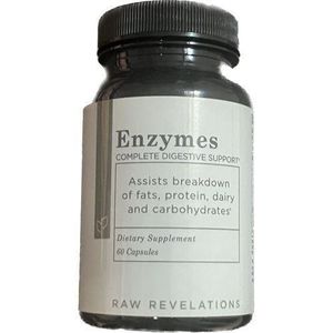 Raw Revelations Enzymes 60 Capsules Assists Breakdown Of Fats,Protein,Dairy And Carboohydrates...