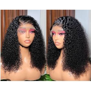14inches water curl (real hair) wig with 4 by 4 original closure natural color 