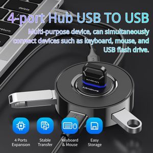 4‑in‑1 Multi‑Port USB Hub Docking Station, Multiport Adapter for USB Flash Drive, Keyboard, Mouse, External Drive, Compatible With Windows, OS X, Linux For Laptop & Desktop