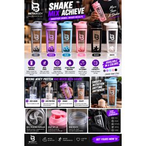 BETABODY Premium Protein Shaker Bottle with Built-in Mixing Propeller