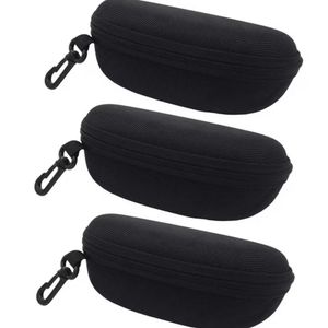 Clo 3-Pack Elegant Polyester Glasses Case with Zipper And Hook, Black Hardshell Men'S And Women'S Glasses Case, Stylish Additions Storage
