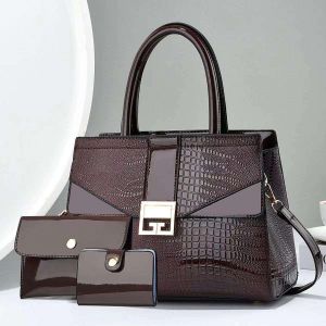 Coffee  ladies 3 in 1 women casual cross shoulder hand bag
