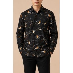 men's black and gold marble texture shirt