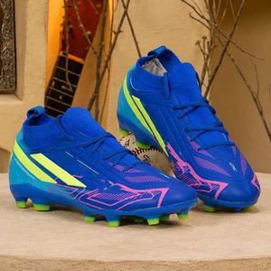 Men's Firm Ground Outdoor Football Boots - Royal Blue & Volt Yellow Cleats