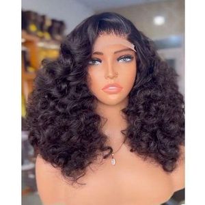 Celebrity bounce curl wig with T frontal natural color 16 inches