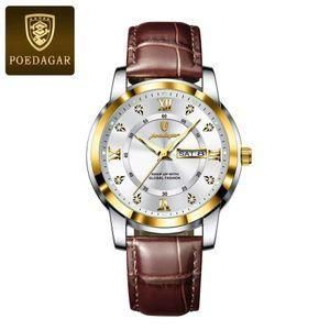 POEDAGAR mens classic wristwatch + classic men bracelet