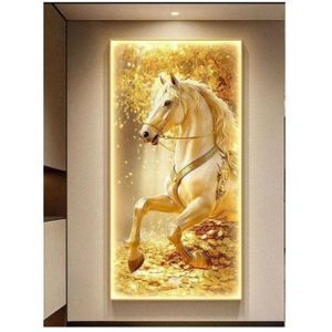 Elegant White Horse Wall Art Painting 