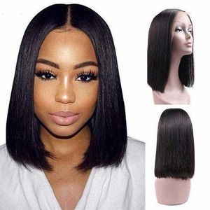 Cheap wig Silk Straight Bob Lace Closure Wig Pre Plucked Hair For Ladies