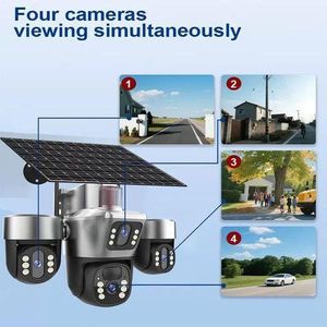 4-Lens V380 AI Solar CCTV Camera – 4G Wireless Security Camera with Solar Panel, Human tracking & Night Vision T40