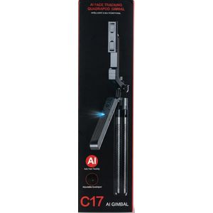 C17 AI Face Tracking Quadrapod Gimbal Stabilizer – Intelligent & Multifunctional Handheld Phone Gimbal with Auto Face Tracking, Adjustable Quadrapod Stand, and Remote Control for Content Creation, Live Streaming, and Vlogging
