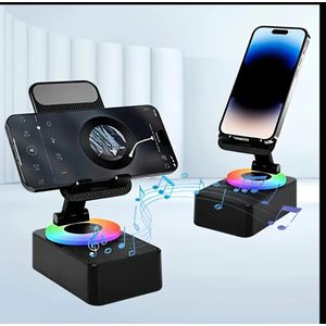 F16 Wireless Speakers with Phone Holder & Power Bank, Dual Pairing, Booming Bass, Hi-Fi Sound Quality,  Loud Speaker, Compact Design for Phone, Tablet, Phone Charging Station, Modern Audio Gear, Durable Audio Device.