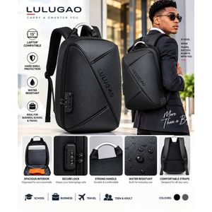 LULUGAO HARD SHELL LUXURY EXECUTIVE 15-INCH BUSINESS, SCHOOL & TRAVEL BACKPACK (LTB1)
