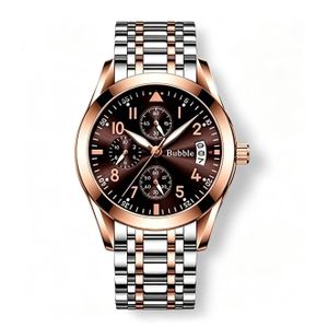 Men's Luxury Business Pilot Watch, Brown Dial Quartz Wristwatch with Date + Free Adjuster