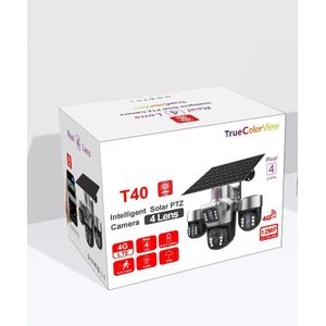 4-Lens AI Solar CCTV Camera – 4G Wireless Security Camera with Solar Panel, Human tracking & Night Vision T40