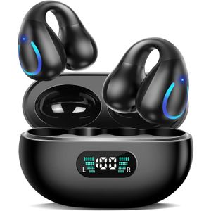 Wireless Ear Clip Headphones Open Ear Comfortable Wear Digital Display Charging Case Long Battery Life Stereo Sound Lightweight Design for Sports Work Daily Use Compatible with Most Smart Devices