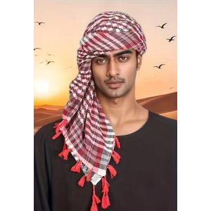 Al Haramain Muslim Arab Men Scarf Turban keffiyeh Shemagh  for Elegant Men and women- Eid Headwear - Red