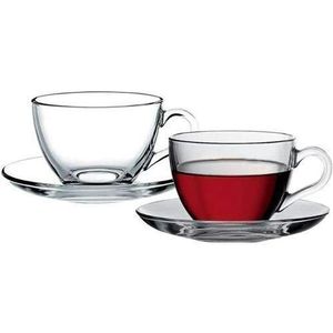 Transparent Tea Cup And Saucer Set ___Breakable __ 6 pieces