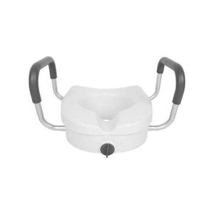 Drive Medical Raise Up Raised Toilet Seat Riser With Adjustable Padded Arms - 5 Inch Elevated Commode Safety SeatWith Handles Padded Disability Aid Elderly Pregnant Supports