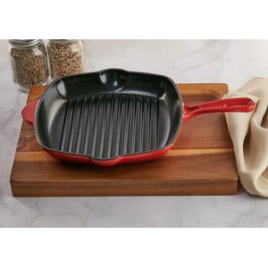 Radiance 29cm Enamelled Red Cast Iron Grill Pan