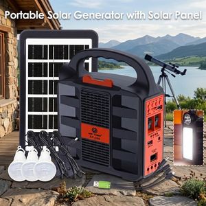 Portable Solar Generator With 3Pcs Bulb Solar Panel 4000mAh Rechargeable Battery LED Light Bluetooth Speaker USB Charger Emergency Power Supply