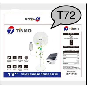 TINMO 18'' Inch Rechargeable Fan +Solar Panel + 2-Bulb