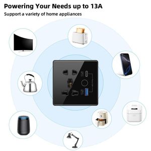 Universal Smart WiFi Socket Plug with USB-A & Type-C Fast Charging Ports (13A)
