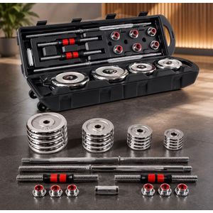 50kg Black Barbell With Case And Short Dumbell Bar