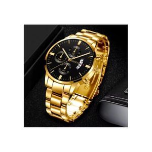 Reloj Reloj. Hombre Men Stainless Steel Watch Luxury Calendar Quartz Wrist Watch Business Watches for Man Clock Montre Homme Gold Color