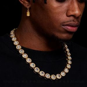 Necklace Men's Round Diamond  Gold Necklace 50cm Hip-hop