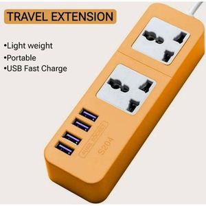 Usb Power 4-Port USB 2 Port AC Well Spaced Original Intelligent Expansion Surge cable Protect Extention Sochet Power Socket Extension Box (ange)