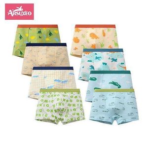 Arsuxeo  8pcs Boys Boxer Sets Briefs Kids Cotton Underwear Baby Underpants Teenager Cartoon Children Panties