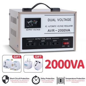 2000VA Voltage Stabilizer AVR Automatic, Dual Voltage 110V 220V, Heavy Duty Power Regulator with 6 Safety Protection for Home Office Generator Appliances