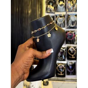 Beaut Women’s Gold-Colour Anklet with Multicolour Decorative Stones