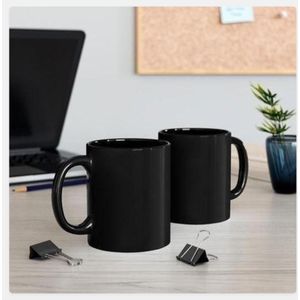 Black Coffee Tea Ceramic Mug - Set of 2