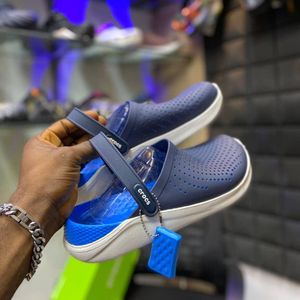 Genetic Unisex Lightweight Clogs Sandals – Breathable Slip-On Casual Beach Shoes with Adjustable Strap (Grey/Blue/Navy Blue)