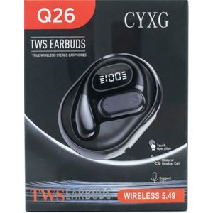 CYXG Q26 TWS Earbuds, True Wireless Stereo Earphones with LED Display, Touch Control, Bluetooth 5.4, Hands-Free Calls, and Voice Assistant Support