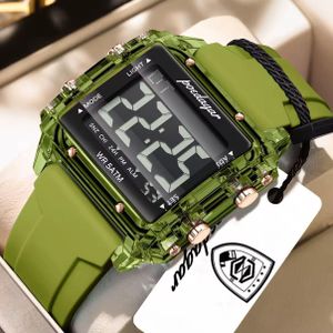 POEDAGAR Super Quality & Premium Unisex Digital Green Rubber Strap Sports Wristwatch 