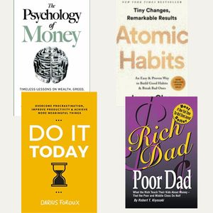 Atomic Habit, +The Psychology Of MONEYY+ Rich Dad Por Dad+ Do It Today (SET OF 4 BOOKS)