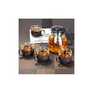 GLASS TEA POT WITH 4 CUPS SET